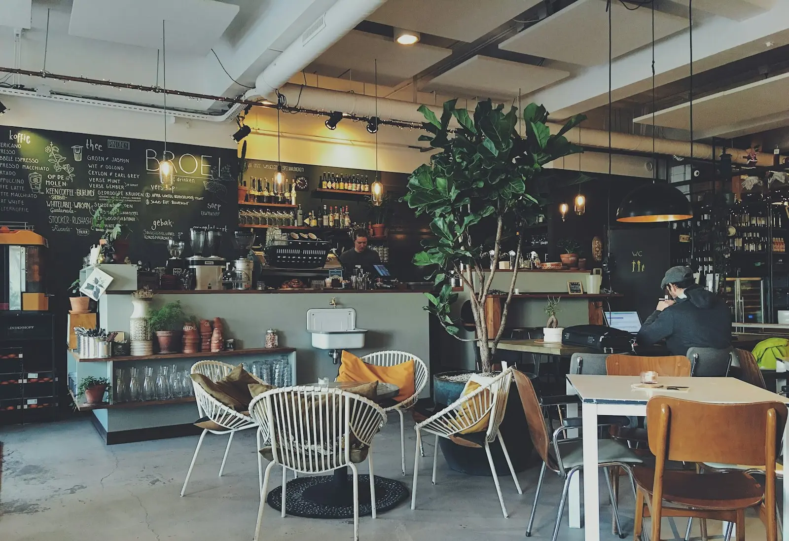 A café counter using a QR ordering and POS system